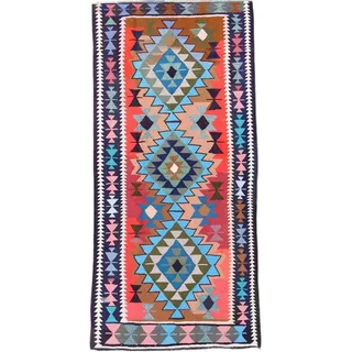 Nain Trading Orientteppich Kelim Fars Antik 129x284 Handgewebter Orientteppich / Perserteppich, rechteckig, Höhe: 5 mm blau|lila
