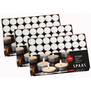Spaas Teelicht 120 Teelichter SPAAS© Pro Kerzen Rußfrei 8h Brenndauer Weiß Gastro (Gastronomie Qualität, 360-tlg., in luxe Karton), Mit RAL-Gütezeichen