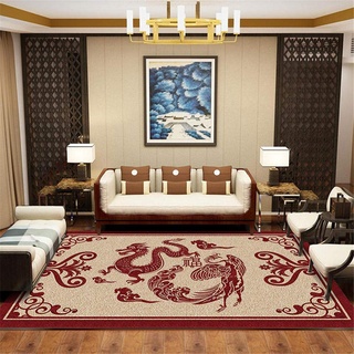 Designer Teppich Wohnzimmer rot Salon Teppich orientalischen Retro Drachen und Phoenix Muster dauerhafte Teppich Anti-Milbe Teppich Mädchen Jugendzimmer 60X90CM Teppich Gemustert 1ft 11.6''X2ft 11.4''