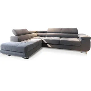 Masseno Ecksofa Selva L-S mit Schlaffunktion L-Form, Sofa mit Bettkasten, Wohnzimmersofa, Couch, Soffa, Bettsofa, Couchgarnitur- Hellgrau, Monolith 84