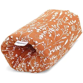 HOBEA-Germany Ministillkissen für unterwegs, Modell: Wildblume rostrot | OEKO-TEX® STANDARD 100 zertifiziert, IGR zertifiziert (ergonomisches Produkt) Stillmuff Reisestillkissen Armstillkissen