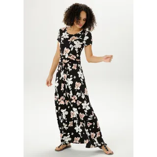 Sommerkleid ANISTON SELECTED Gr. 48, N-Gr, bunt (schwarz, rose, weiß, olivgrün) Damen Kleider Strandkleider mit gerafftem Taillenbund Bestseller