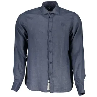 La Martina Langarmhemd Elegantes Herrenhemd Blau mit Haifischkragen und Stickerei S