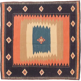 Nain Trading Orientteppich Kelim Fars 137x139 Handgewebter Orientteppich / Perserteppich, quadratisch, Höhe: 5 mm rot