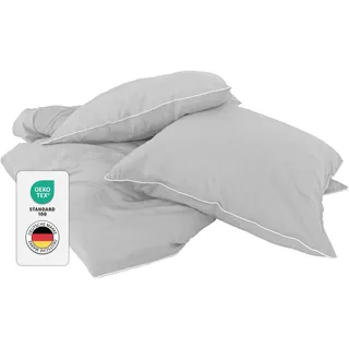 jilda-tex Luxus Premium-Bettwäsche aus Eukalyptus 100% Lyocell Tencel Zertifiziert besonders nachhaltig (Hellgrau, 1 TLG. 135x200cm)