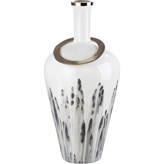 GILDE Bodenvase Statuario, durchgefärbtes Glas, mit Metallring grau|weiß Ø 35,00 cm x 35,00 cm x 67,00 cm x 35,00 cm