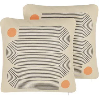 Beliani Dekokissen Calibrachoa 45 x 45 cm Beige