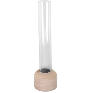 Floral-Direkt Reagenzglas 15,0 x 2,0cm Glas Röhrchen mit Holz Sockel Fuß Ständer