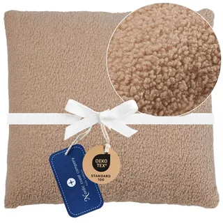 nordic coast company Dekokissen Teddy Bouclé 40 x 40 cm Beige
