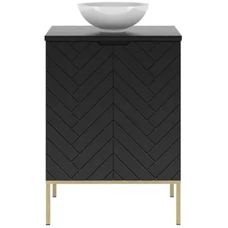 Lomadox Waschtisch ANGERA-140, Waschbeckenunterschrank 60cm breit mit Waschbecken modern in schwarz schwarz