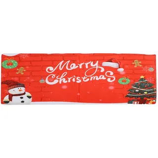 Flanell-fußmatte, 40 X 120 Cm, Dekoratives Tannenbaum- Und Schneemannmotiv, Rutschfest Und Saugfähig Für Weihnachten