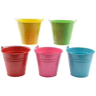 Decoris season decorations Blumentopf, Blumentopf / Übertopf Eimer Metall 11,5x10,5cm bunt 1 Stück sortiert