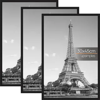 upsimples 3 Pack Bilderrahmen 30X45, 30X45 cm Posterrahmen Schwarz für Fotogalerie, Einschubstreifen, Horizontale oder Vertikale Wandmontage