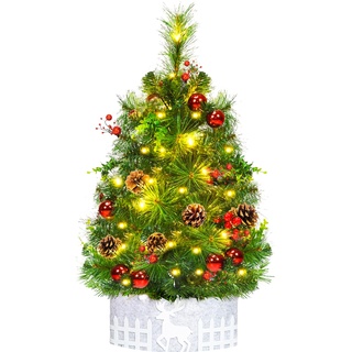 QLOFEI Mini Weihnachtsbaum Künstlich Mit 23 DIY Weihnachtsdekoration,60cm Kleiner Weihnachtsbaum Tisch Weihnachtsbaum Passend für Weihnachten und Neujahr Haus Büro Dekoration...
