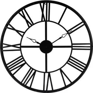 Atmosphera Créateur d'intérieur® Große schwarze Metalluhr - 70 cm - Wanduhr - Römische Ziffern - Industrie - Retro - Klassisch - Schwarz