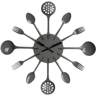 Premier Housewares Graue Wanduhr mit Besteckzeigern, lustige analoge Wanduhr mit Messer- und Gabelzeigern, dekorativ für die Küche
