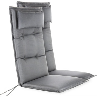 Aspero Hochlehnerauflage 2 Hochlehner Stuhlauflage, (Set), Wasserdicht grau