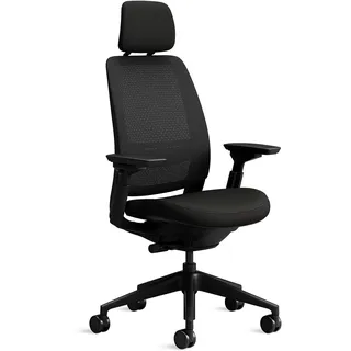 Steelcase Series 2 Ergonomischer Bürostuhl mit LiveBack Lumbalstütze, 4D-Armlehnen, anpassbarer Kopfstütze Onyx Schwarz, 72 x 64 x 127