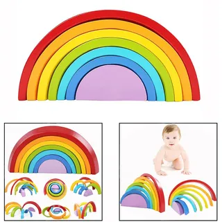 Cisixin Regenbogen Spielzeug Set,Regenbogen Holzspielzeug