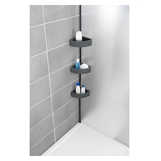 WENKO Teleskop-Duschregal Villata schwarz 28,0 x 20,5 x 78,0-275,0 cm
