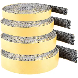 Selbstklebendes Kamin Dichtband, Dichtung für Kaminofen, Ofendichtband (3mmx15mmx3m), Ofenrohr, Kamintür, Smoker Ofendichtschnur Feuerfestes Dichtungsband für Kaminofentür, Kaminscheiben Dichtung