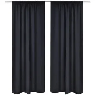 vidaXL Verdunkelungs-Vorhänge mit Schlaufen 135 x 245 cm Schwarz blackout