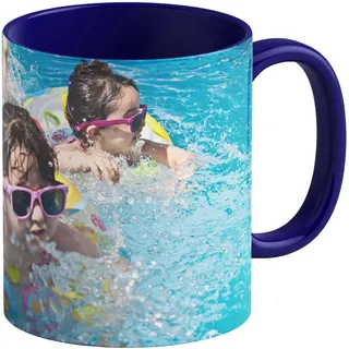 LOOXIS Personalisierte Tasse mit Foto & Text bedruckt, selbst gestalten – 325 ml, Keramik, versch. Farben, Panoramadruck möglich – Geschenkidee Männer, Frauen, Jahrestag, Muttertag – Dunkelblau