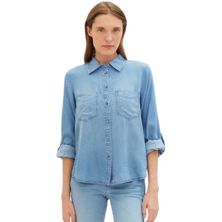 Tom Tailor Damen Bluse DENIM LOOK Relaxed Fit Clean Mid Blau 10113 42