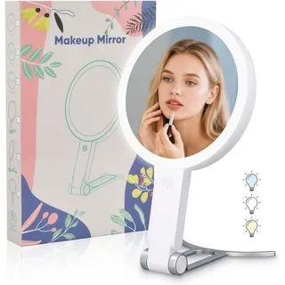 Toomoke Kosmetikspiegel Kosmetikspiegel Schminkspiegel mit Beleuchtung 1X/10X Vergrößerung (1 X Kosmetikspiegel), Kosmetikspiegel mit Licht, Doppelseitige 10X/1X Vergrößerungsglas weiß