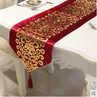 Tischläufer Home Tischwäsche NEU Europäischer Luxus-Samt Vergoldeter Tischläufer Tischdecke Bestickte Gloden Tischläufer Tischflagge Dinner Mats Home Textile Für Partys, Hochzeiten, Esstische