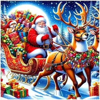 GLIDIAM 40x40cm Diamond Painting Weihnachten Rentier, Diamant Malerei Bilder Weihnachtsmann,DIY Full Drill Basteln Erwachsene, Mosaik Stickerei Kreuzstich Geschenk für Wanddeko Wohnzimmer Schlafzimmer