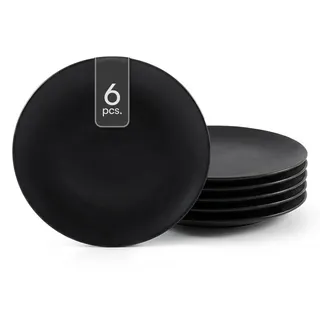 Speiseteller 6er Set BRUNCH, Ø 27 cm - Schwarz matt - Steingut - 6er Set