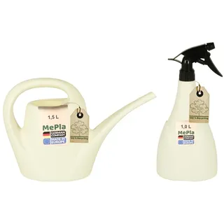 MePla - Set Gießkanne 1,5l Indoor + Sprüher 1,0l - Weiss, wetterfest aus UV-beständigem Kunststoff