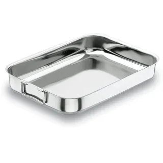 Lacor - 61550 - Bräter mit Klappgriff 50x36 cm, Edelstahl 18% Cr.