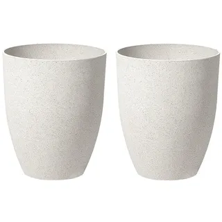 Beliani Blumentopf, Weiß, Stein, 42 cm, Dekoration, Blumen & Zubehör, Übertöpfe