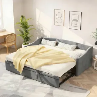 Schlafsofa 90/180 x 200 cm,Schlafsofa mit Bettkasten,Tagesbett Ausziehbar,Schlafcouch Ausziehbar Schlafsofa 200 cm Breit Bett Ausziehbar Zum