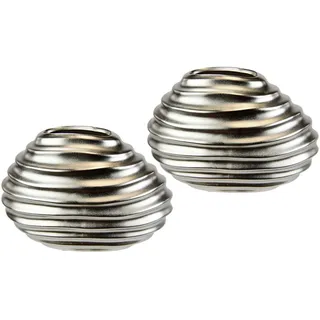 I.GE.A. Dekovase Keramik-Vase, 2er Set Kleine Vase Weiß Modern Keramik Tisch Küche Büro Pampasgras silberfarben