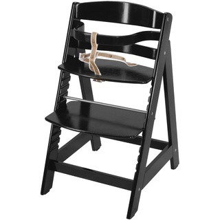 roba Treppenhochstuhl Sit Up III - Mitwachsender Baby Hochstuhl - ab 6 Monaten - Kinderhochstuhl aus Holz schwarz - Stuhl bis 70 kg belastbar, 1 Stück (1er Pack)