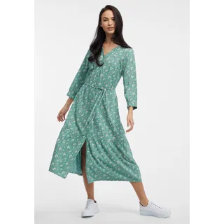 Sommerkleid RAGWEAR "MEVE" Gr. L (40), N-Gr, grün (ocean green) Damen Kleider Freizeitkleider mit Alloverdruck, Taillen-Bindegürtel und Knpfleiste