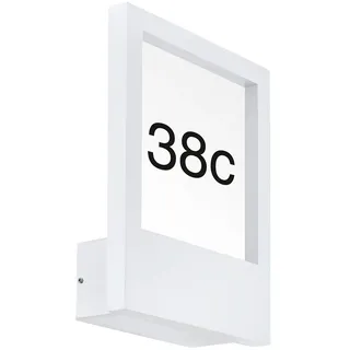 Außenleuchte Wandlampe Fassadenleuchte, Beleuchtung mit Hausnummer, Up&Down Strahler, Aluminium Glas, weiß, E27 Fassung, LxBxH 25x9,5x33,5 cm