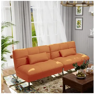 COMHOMA Sofa Schlafsofa mit Schlaffunktion, Bettsofa, Couch Gästebett mit verstellbare Rückenlehne aus Stoff orange