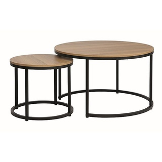 designimpex Couchtisch Design 2er Set Couchtisch GD-111 rund Tisch Wohnzimmertisch beige|schwarz