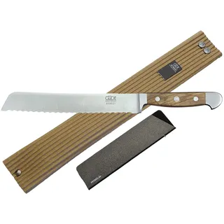 Güde Alpha Olive Messer Kochmesser Santoku Brotmesser Schälmesser Schinkenmesser Chai Dao ohne/mit Gravur + Prymo Farbe 2) Messer MIT Gravur, Größe Brotmesser 21cm