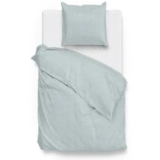 Zo Home Bettwäsche Lino Uni Melange Mint Green 135x200 cm.