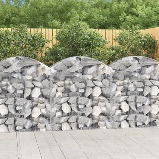Hovothy Gabione mit Hochbogen Gartenmauer Steinwand Gabionen Zaun für Mauersteine Pflanzenwand Gabionenkörbe Gabionenwand Gabionenkorb Drahtkorb Silber 100x50x120 cm Verzinktes Eisen