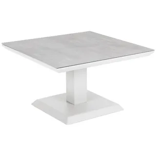 Brafab Heis Loungetisch Aluminium weiß, 79x79cm, höhenverstellbar 48-68cm