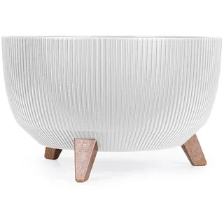 KONZEPT Blumentopf mit Füßen – großer Blumenkübel aus Kunststoff, runde Pflanzschale, 40 oder 47cm, modern & wetterfest, für Innen und Außen weiß Ø 47 cm