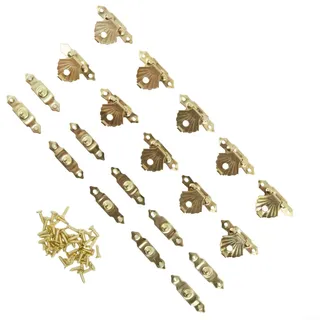 10 Stück Box Riegel Hasp Vintage Schmuckkästchen Schloss, Metall zart winzige Verschlüsse, Messing dekoratives Hasp-Latch-Schloss, 30 x 18 mm (Gold)
