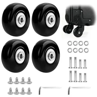 4 Stück Kofferrollen Ersatzrollen, 50mm x 18mm Koffer Ersatzrollen, Universalräder für Gepäck Ersatzräder, Gummi Koffer Rollen Ersatz, Gepäck Trolley Ersatzrad Reparatur Set für Kofferrollen
