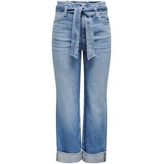 Only Jeans - Onlmaddie Ex HW Wide Belt Fold UP DNM - W25L30 bis W28L32 - für Damen - Größe W28L32 - blau - W28L32
